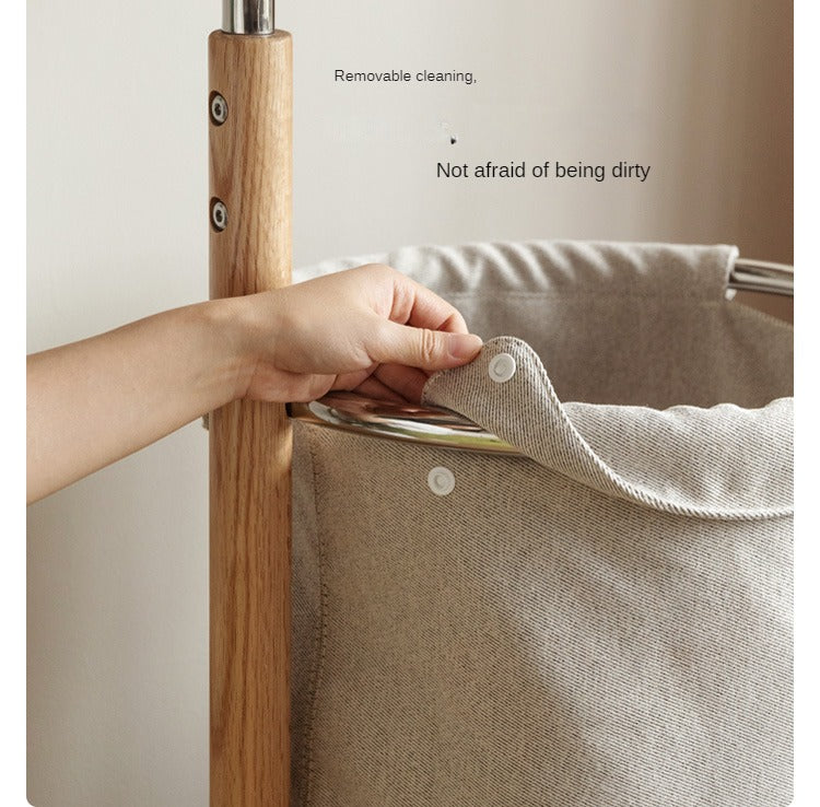 Solid Oak Wood Mobile Clothes & Hat Rack - Portable Wardrobe Organizer for Bedroom, Entryway, or Closet Storage