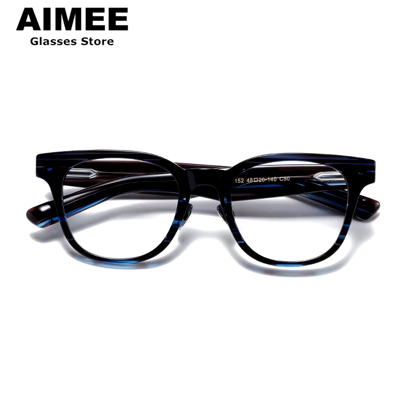 Stylish Aimee Unisex Full Rim Square Titanium Acetate Eyeglasses Frame 14152 - Lightweight & Durable for Work, Reading & Everyday Wear