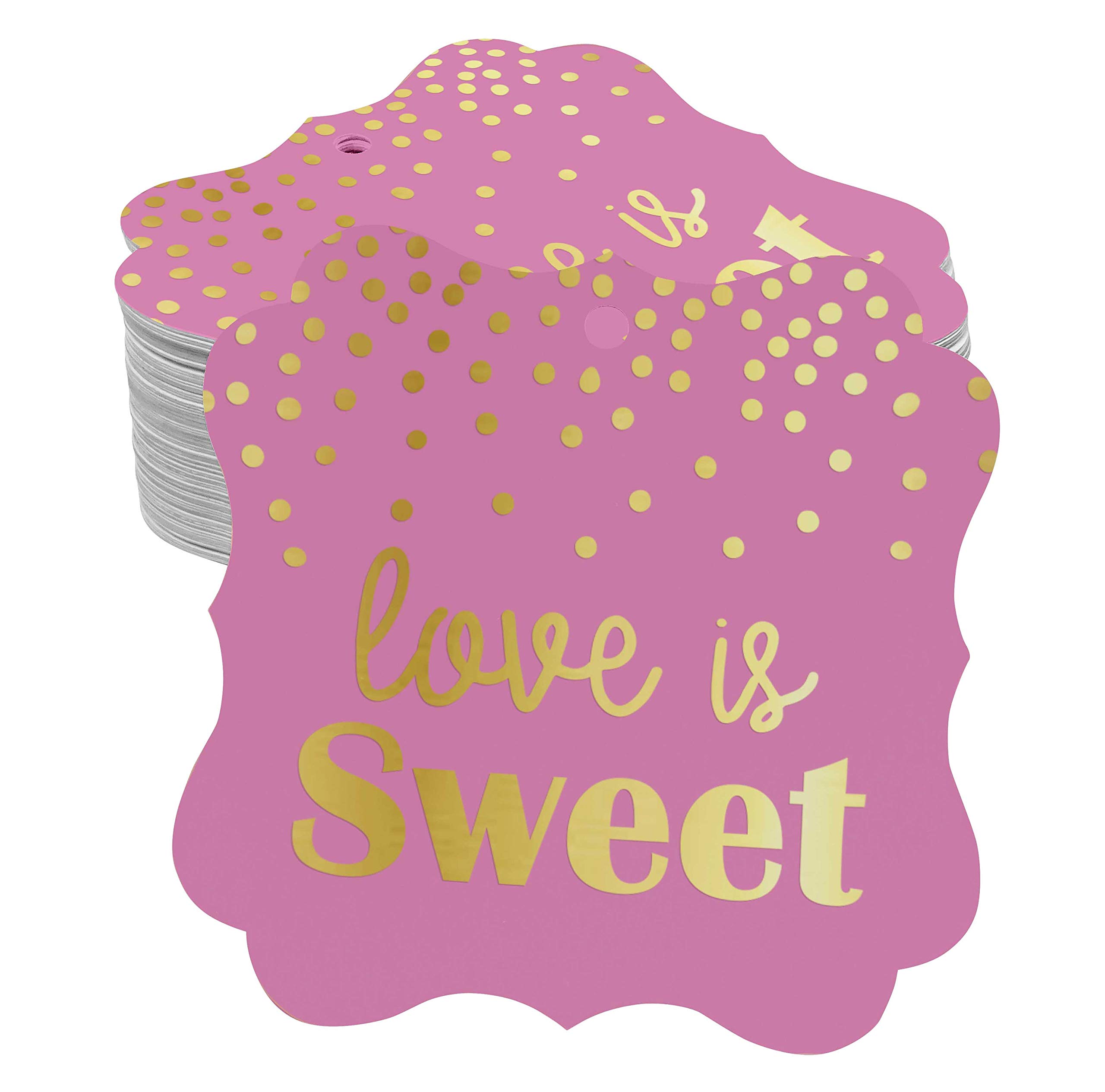 100pcs Real Gold Foil Bracket-Shaped Paper Hang Tags - Elegant Wedding Favor Tags for Bridal Shower, Anniversary & Party Decorations