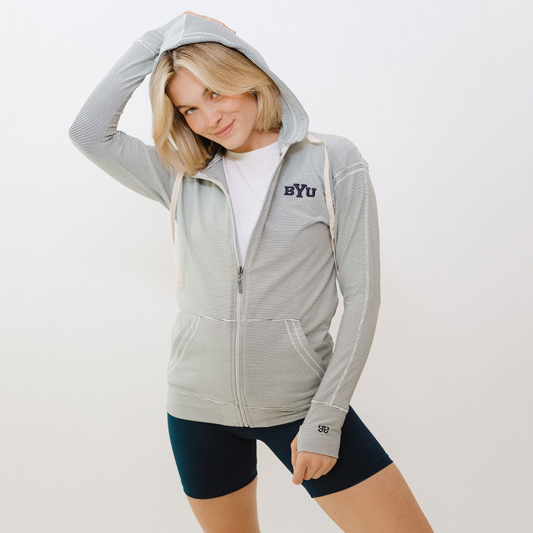 BYU Albion Zip Up Hoodie - Men's & Women's Lightweight Fleece Pullover for Casual Wear, College Campus, and Outdoor Activities