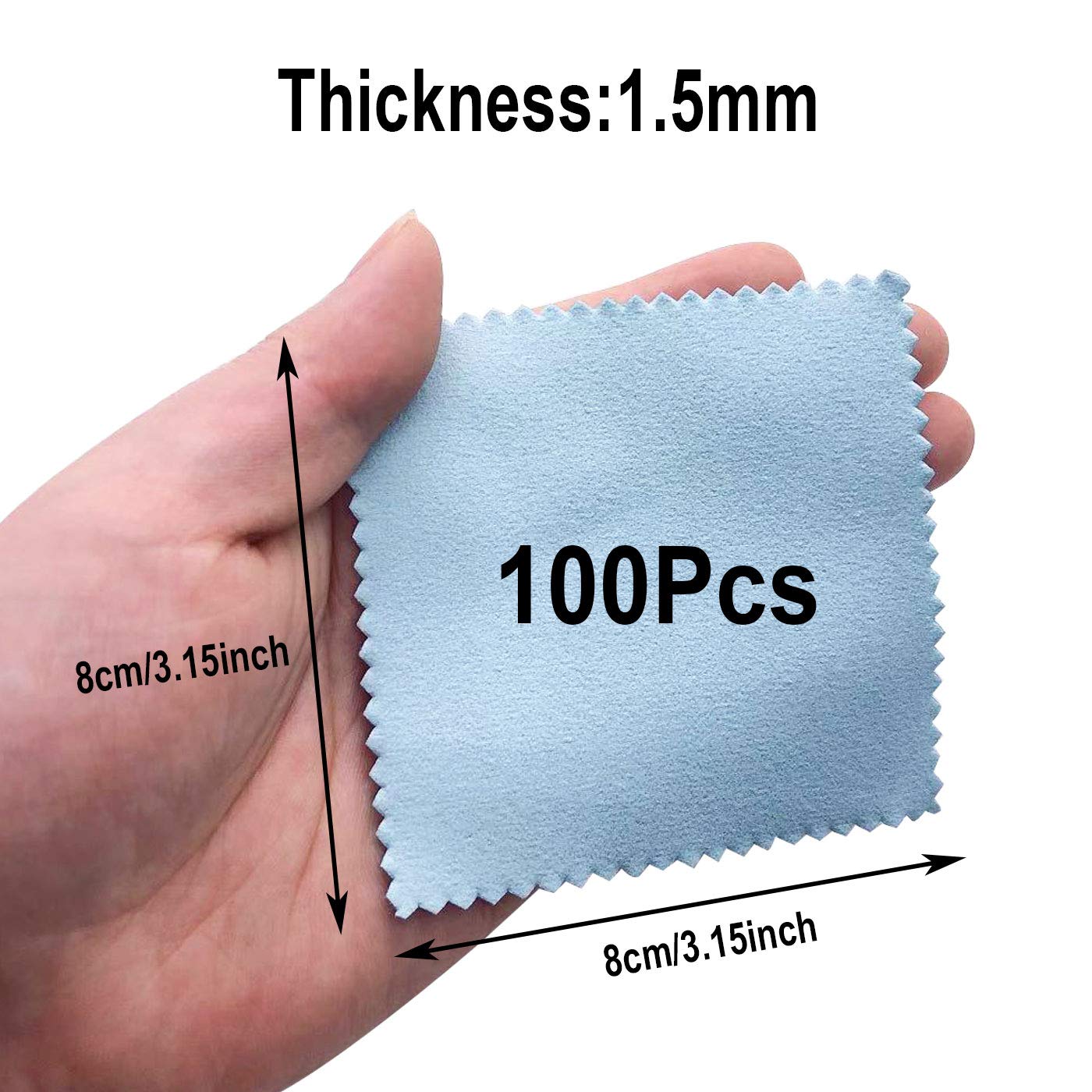 Luckkyme 100-Piece Jewelry Cleaning Cloth Set - Premium Polishing Cloths for Sterling Silver, Gold, Platinum, Watches & Eyeglasses - Blue - Perfect for Home Jewelry Care & Professional Cleaning Kits