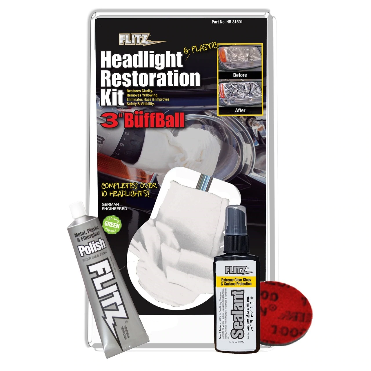 Flitz Headlight Restoration Kit - Restore Cloudy & Yellow Headlights to Like New | Includes FREE Microfiber Towel | Perfect for Cars, Trucks & Motorcycles