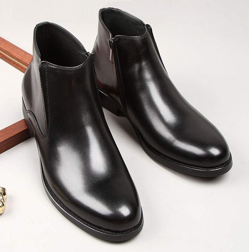 Premium Santimon Men's Chelsea Boots - Genuine Leather Dress Boots with Zipper | Black & Tan | Stylish & Comfortable for Work, Casual & Formal Occasions