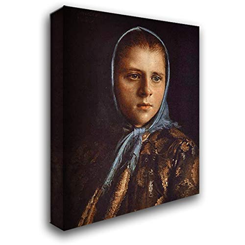 Russian Girl in Blue Shawl - 20x24 Inch Gallery Wrapped Canvas Art Print by Ivan Nikolaevich Kramskoi - Perfect for Living Room, Bedroom & Office Wall Decor