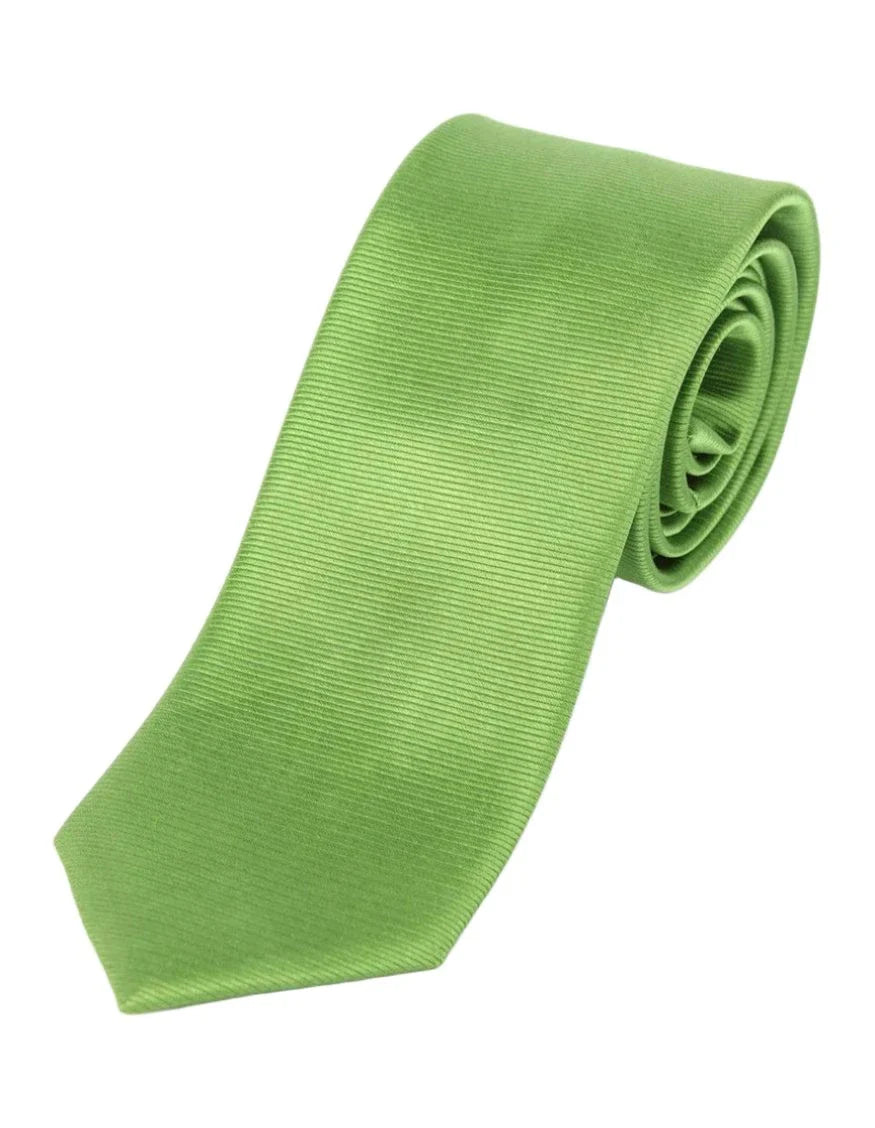 JA Ribbed Twill Silk Tie for Men - Elegant Green Necktie for Business, Weddings & Formal Occasions