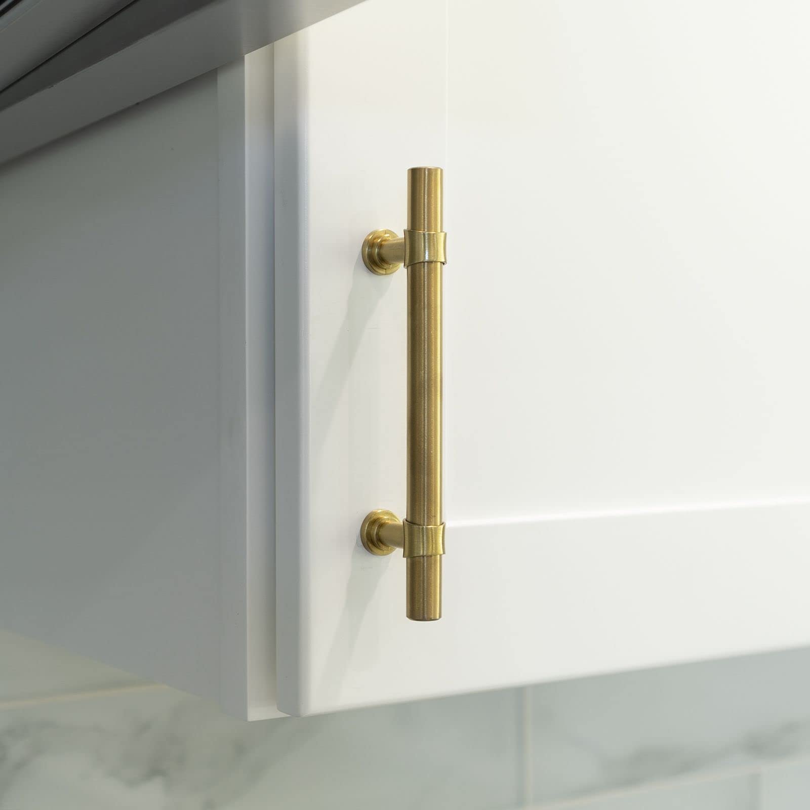 Modket M1611 Euro Bar Cabinet Handle - 304 Stainless Steel - 12 Inch Length, 10-1/8 Inch (256mm) Hole Centers - Brushed Satin Brass Gold Finish - 20 Pack - Perfect for Kitchen Cabinets, Bathroom Vanities & Furniture Drawers
