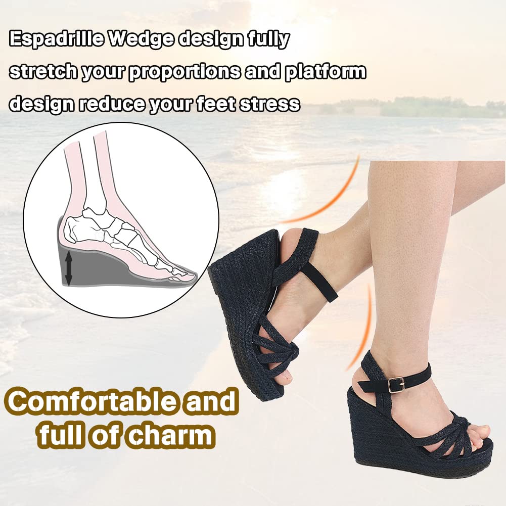 mikarka Women's Platform Ankle Strap Sandals - Open Toe Espadrille Wedge Summer Shoes for Casual Wear | Beach, Vacation & Everyday Comfort