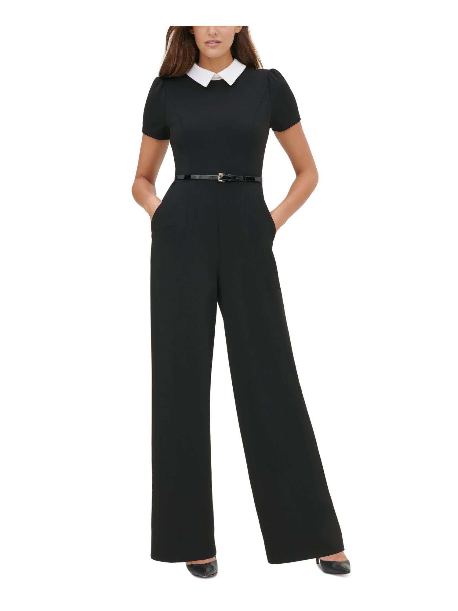Tommy Hilfiger Women's Collared Short Sleeve Jumpsuit - Casual Summer Romper for Beach, Travel & Everyday Wear