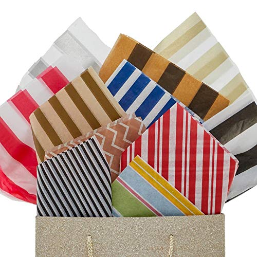 Premium Silver & White Narrow Stripe Tissue Paper - 240 Sheets (20