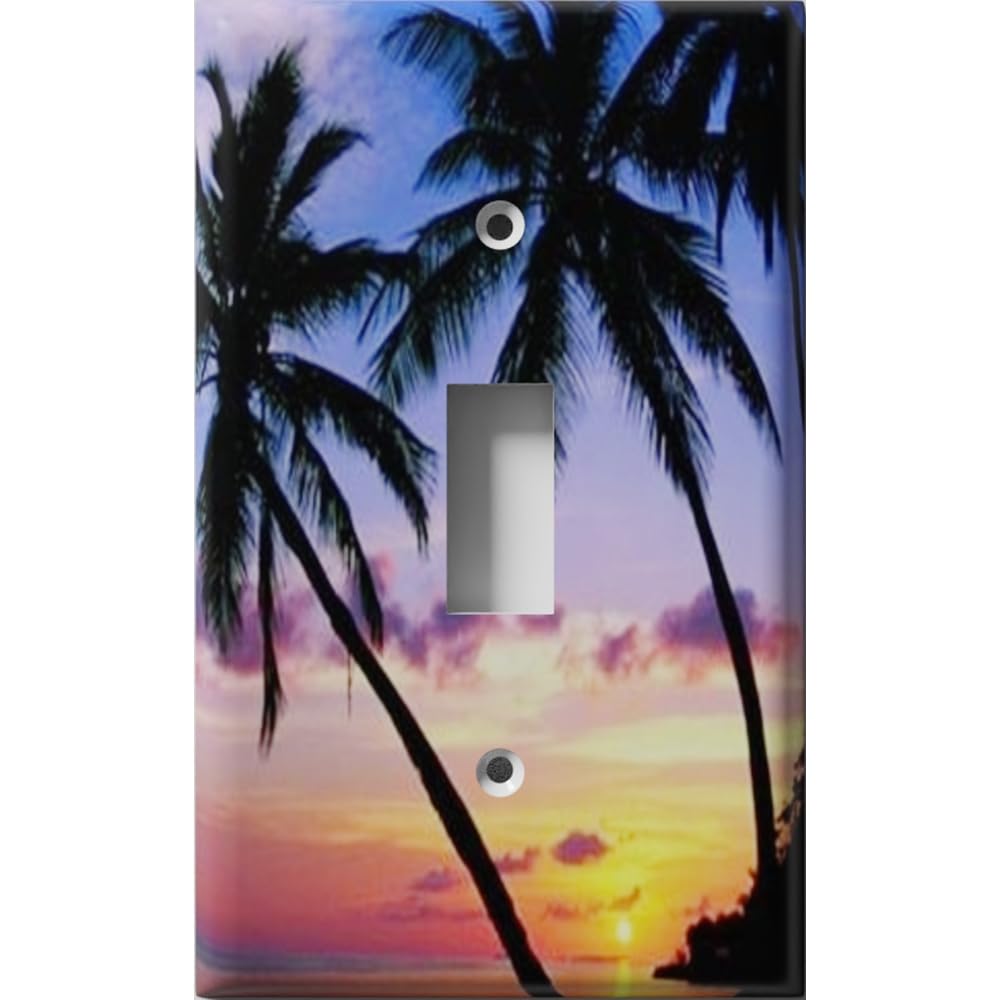 Palm Tree Sunset Light Switch Cover - Toggle Wall Plate for Beach Decor