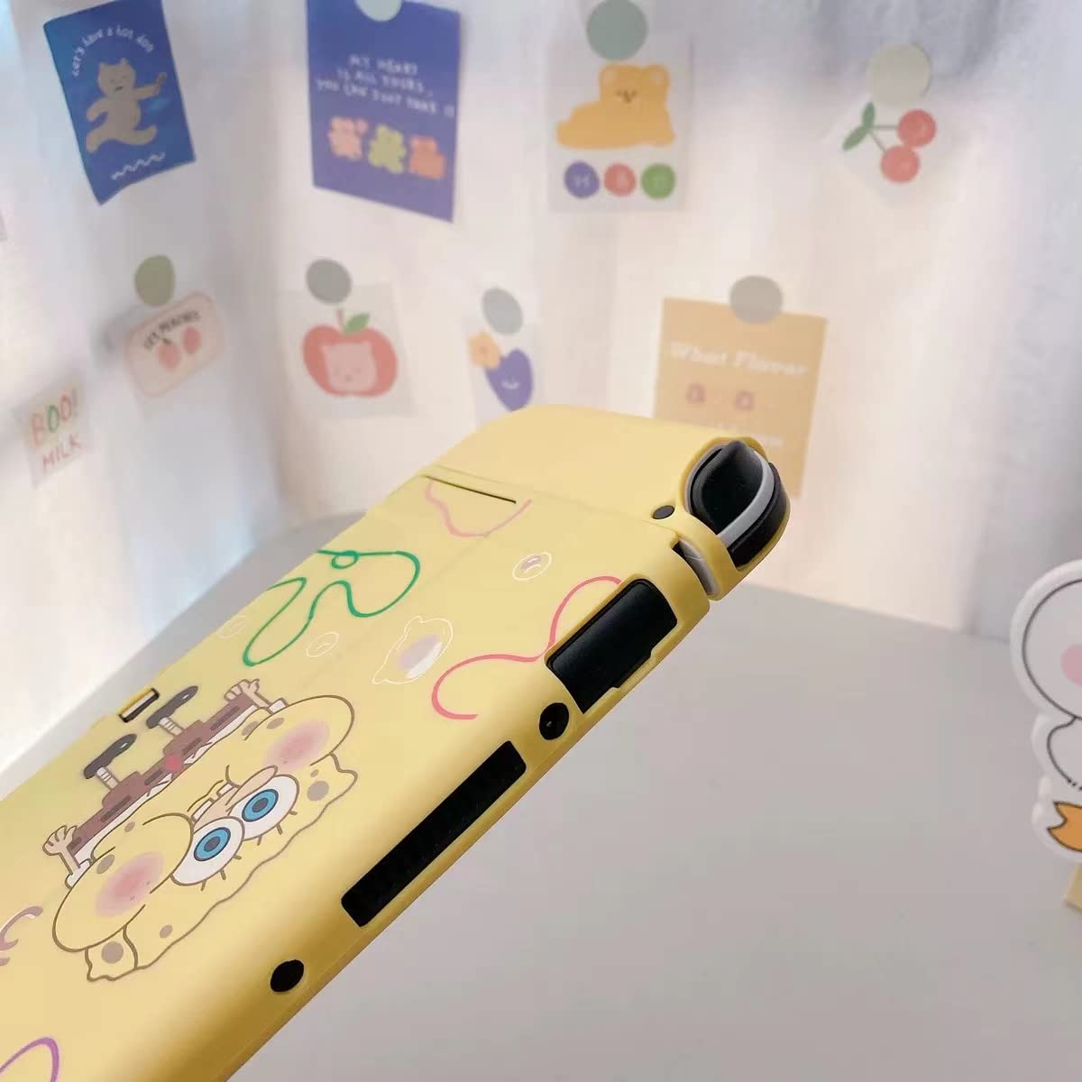 Spongebob Squarepants Nintendo Switch OLED Case - Dockable Protective Cover with Soft TPU Grip & Sparkle Skin Set for Gaming Comfort | Perfect for Travel, Home Play & Gift Giving