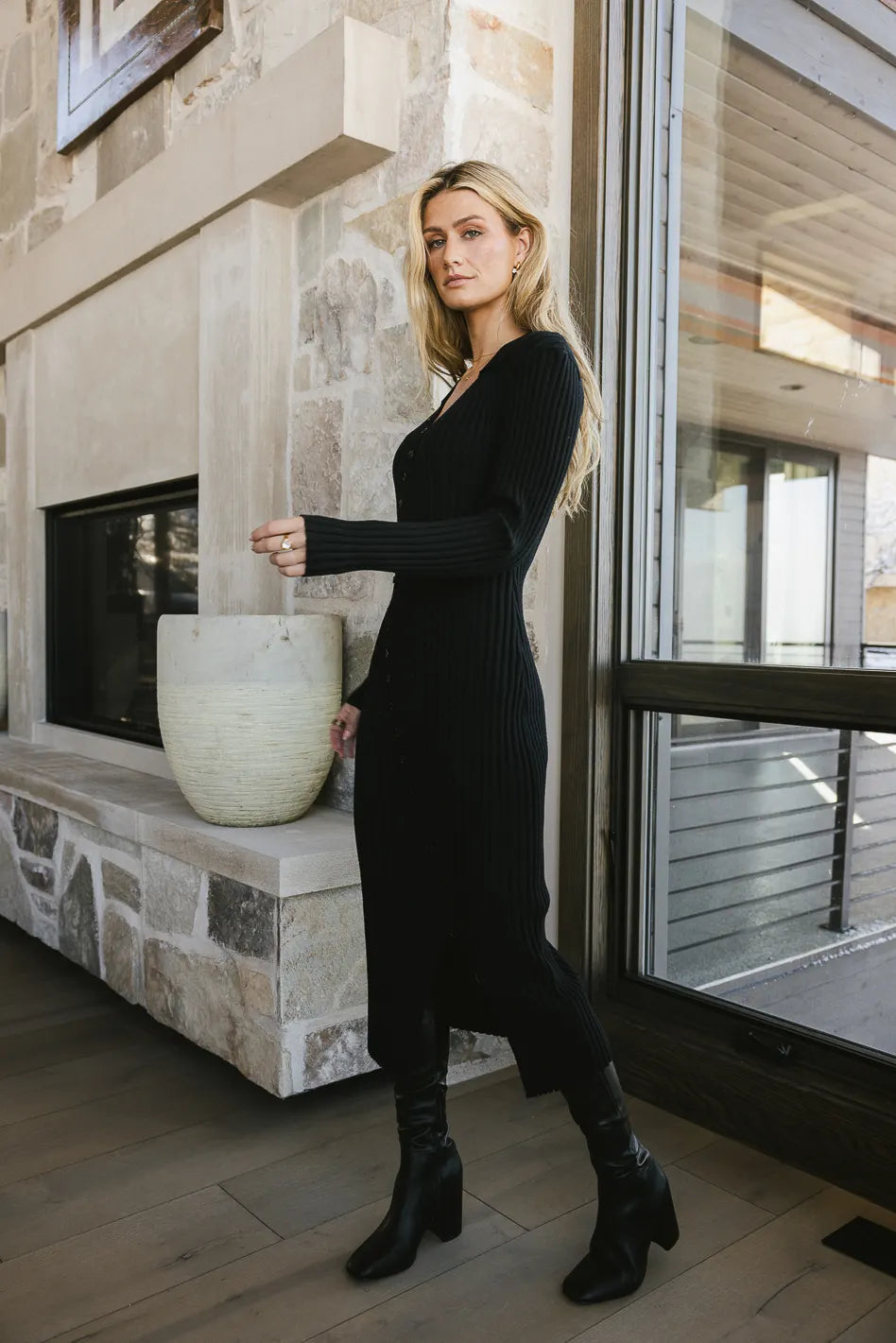 Larissa Ribbed Black Dress for Women - Elegant & Stylish Outfit for Parties, Dates & Office Wear | Final Sale