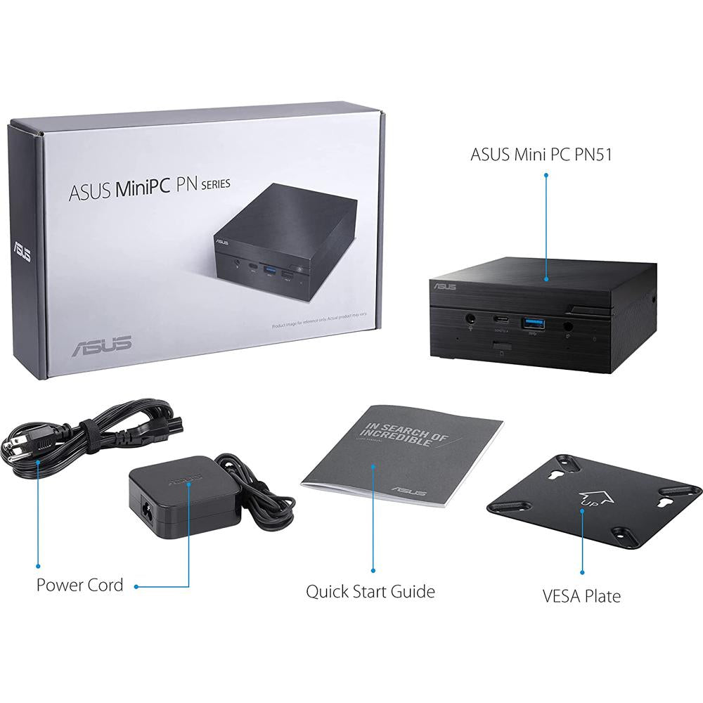 ASUS Mini PC PN51 E1 - AMD Ryzen 7 8-Core Processor, 16GB RAM, 512GB SSD, Compact Desktop Computer for Home Office, Gaming & Digital Signage
