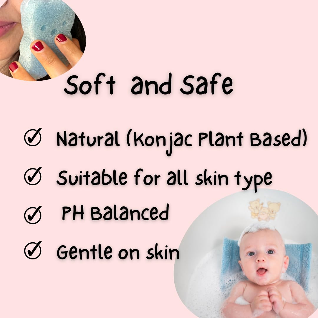 **Natural Baby Bath Sponges for Newborns & Infants – Soft Plant-Based Konjac Sponges | 100% Synthetic-Free & Gentle for Sensitive Skin | Perfect for Bath Time, Baby Care & Delicate Skin Cleansing**