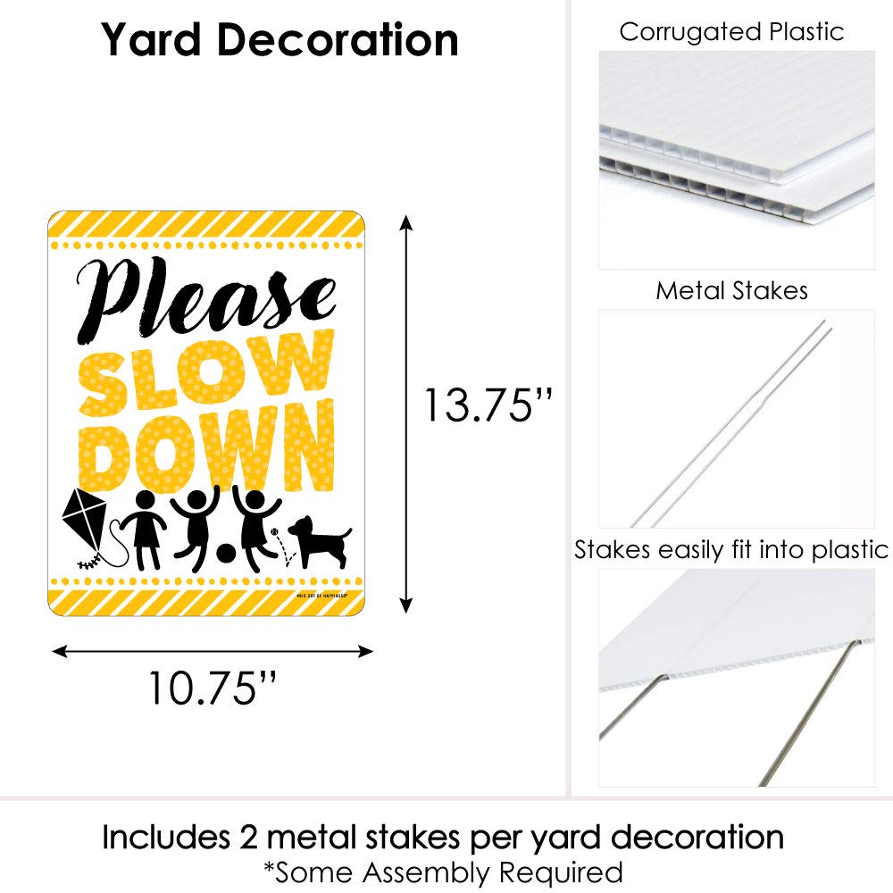 Big Dot of Happiness Please Slow Down Outdoor Lawn Sign - Kids at Play Neighborhood Yard Sign - 1 Piece - Durable Weatherproof Warning Sign for Residential Streets & Driveways