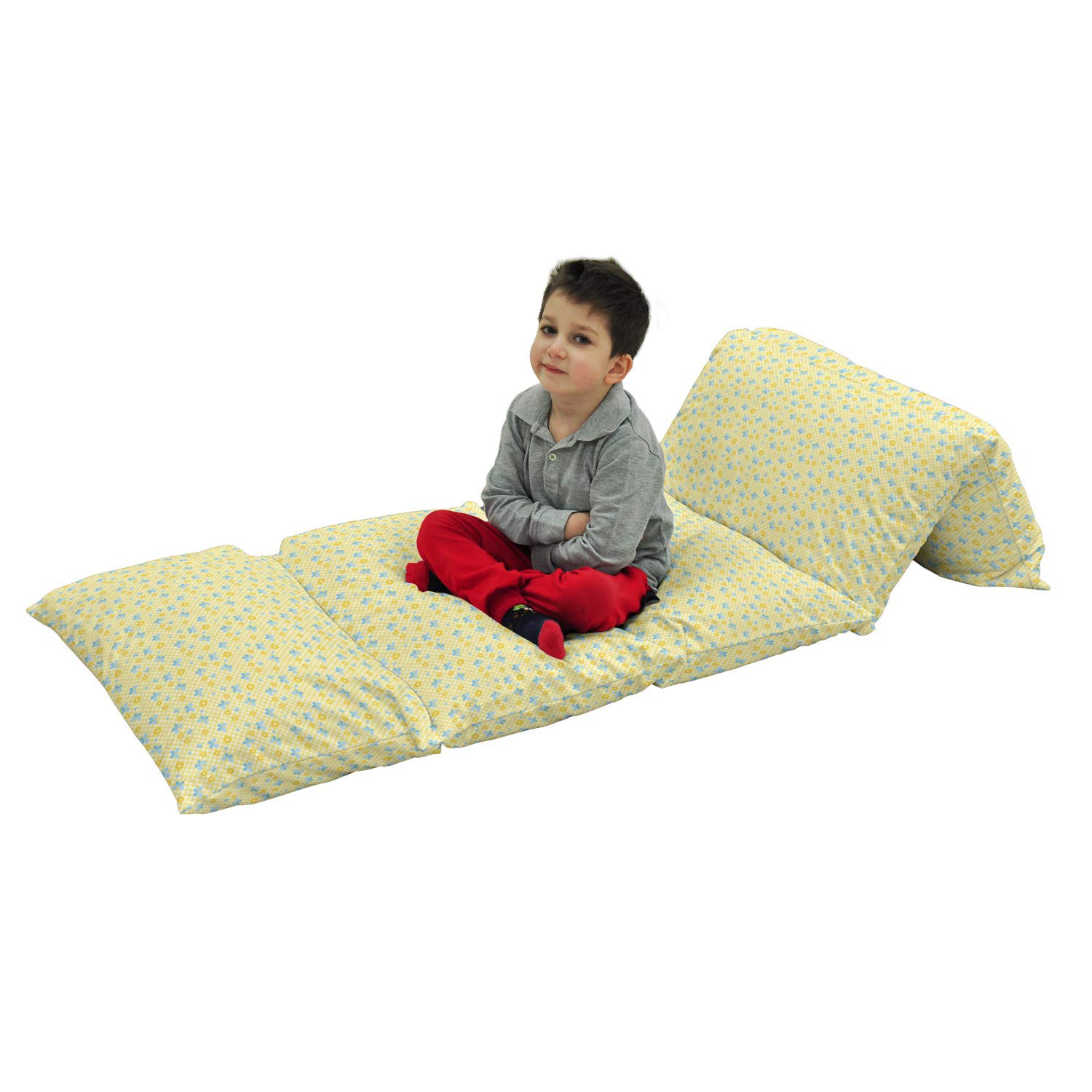 Ambesonne Checkered Floor Pillow Lounger Cover - Daisy Flower & Butterflies Pattern, 88