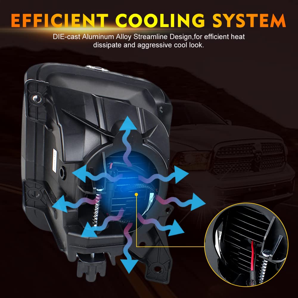 2013-2018 Dodge Ram 1500 LED Fog Lights - High Performance Black Fog Lamps Replacement for Truck Bumper - 2PCs Driving Accessories (Perfect for Night Driving & Off-Road Adventures)