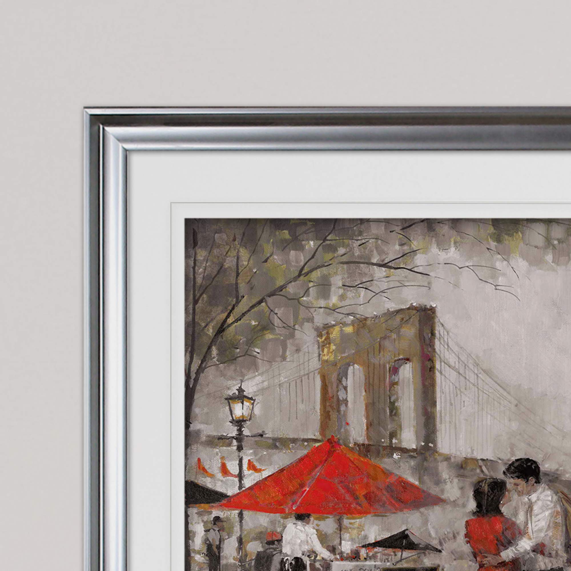 Romantic Brooklyn Bridge Wall Art - Framed Scenic Landscape Giclee Canvas Print | New York City Painting for Home Decor | Perfect for Living Room, Bedroom & Office Wall Decor
