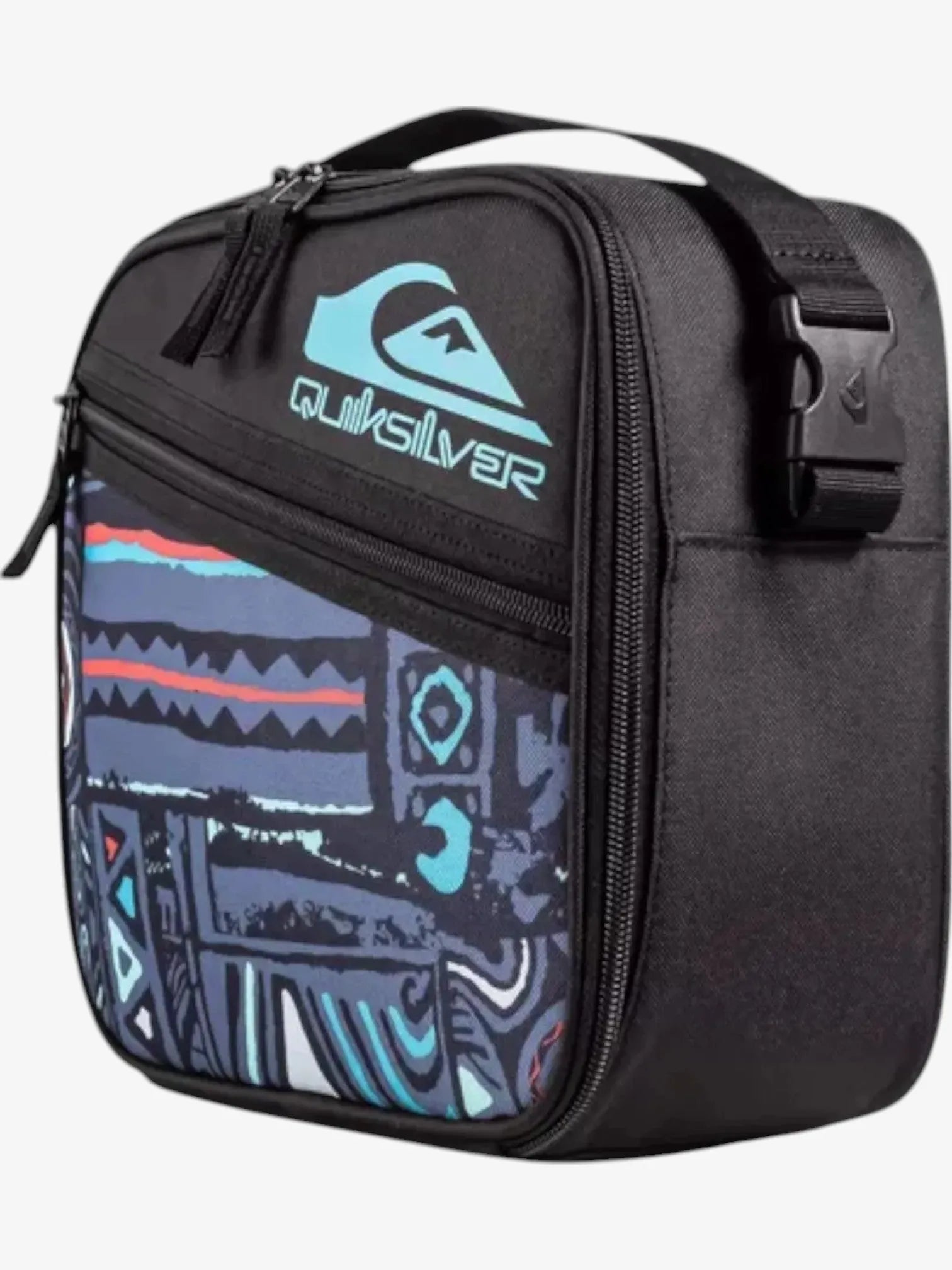 Quiksilver Lunch Boxer 2.0 Insulated Lunch Bag - Black Print Cooler for School, Work & Outdoor Activities