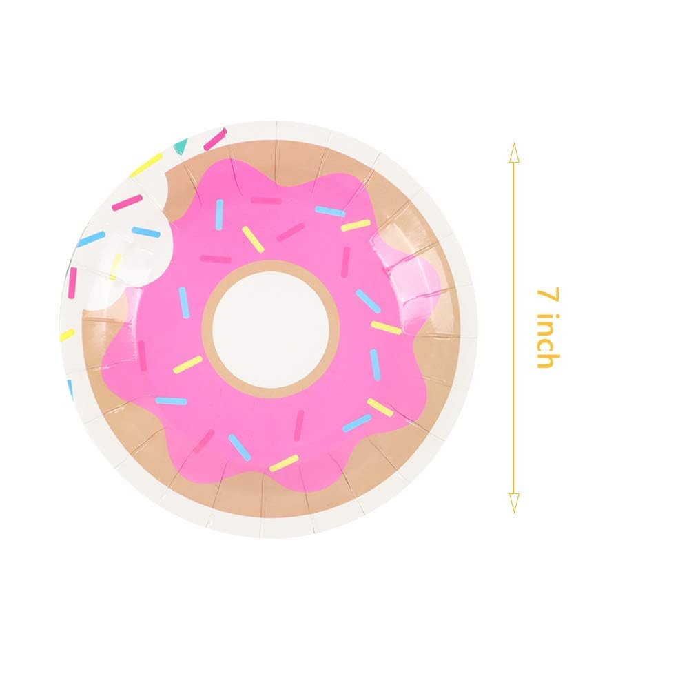 Pandecor 50-Pack 7 Inch Disposable Donut Paper Plates - Perfect for Birthday Parties, Baby Showers & Dessert Tables - Eco-Friendly Party Decorations