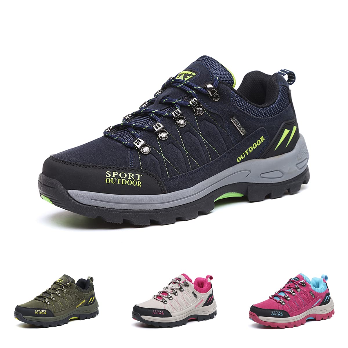 **Gloryinterest Men's & Women's Lightweight Hiking Shoes - Breathable Outdoor Trekking & Camping Sneakers - Anti-Slip Walking Shoes for Couples (Blue/Black, Sizes 7-13) - Perfect for Trail Hiking, Travel & Daily Adventures**