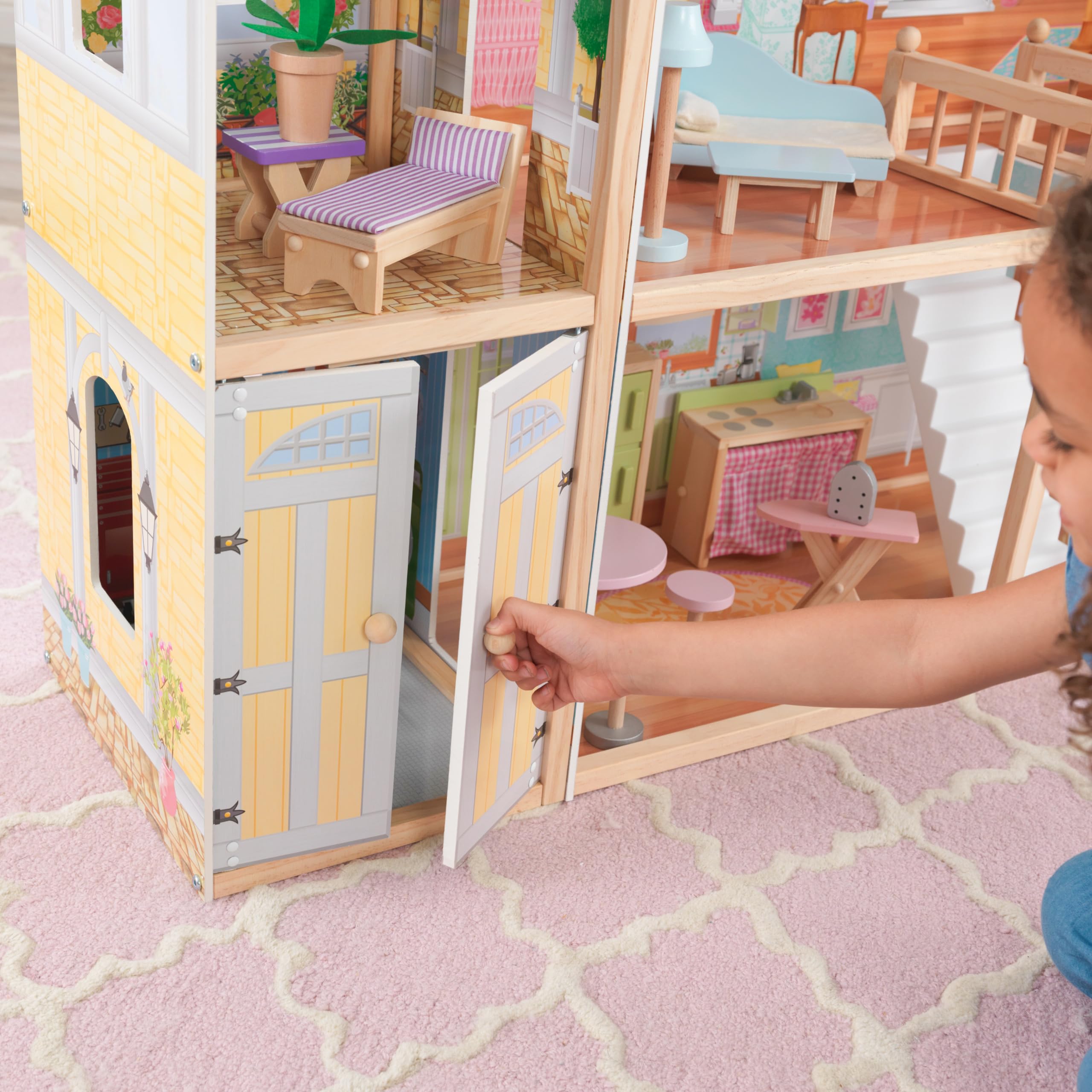 KidKraft Majestic Mansion Wooden Dollhouse with 34-Piece Accessories, Working Elevator & Garage - Perfect Gift for Girls & Boys Ages 3+ | Pretend Play, Birthday Present, Christmas Gift for Kids
