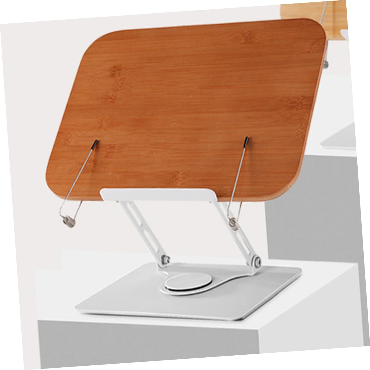 OSALADI Adjustable Book Stand - Sturdy Bamboo & Aluminum Book Holder for Reading, Studying, and Office Use - Perfect for Cookbooks, Textbooks, and Bibles