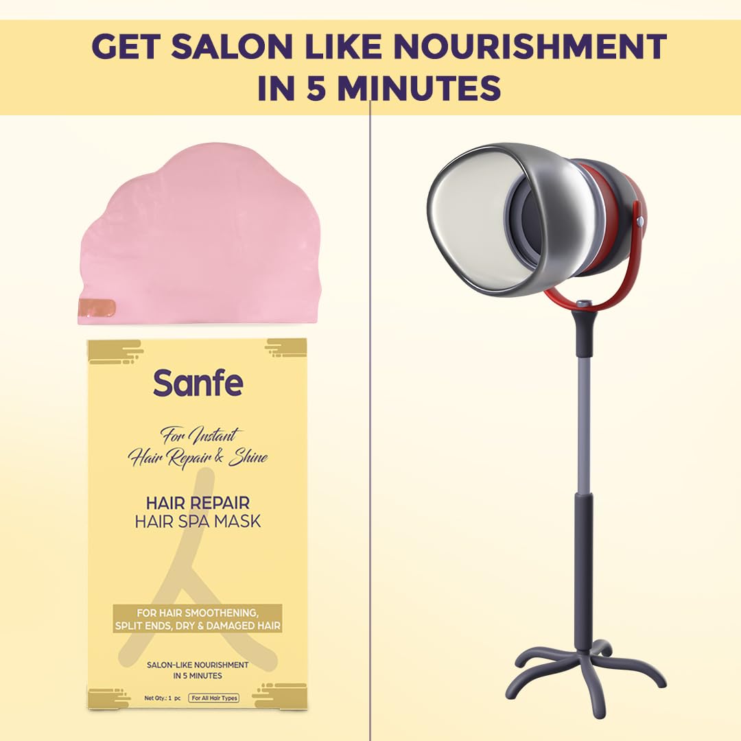 Sanfe Hair Repair Spa Mask - Instant Hair Treatment for Dry, Damaged Hair & Split Ends | Deep Conditioning Mask with Shine & Smoothing Benefits | 5-Minute Salon-Quality Nourishment (1 Piece) - Perfect for Post-Wash Care, Travel & Quick Hair Revival
