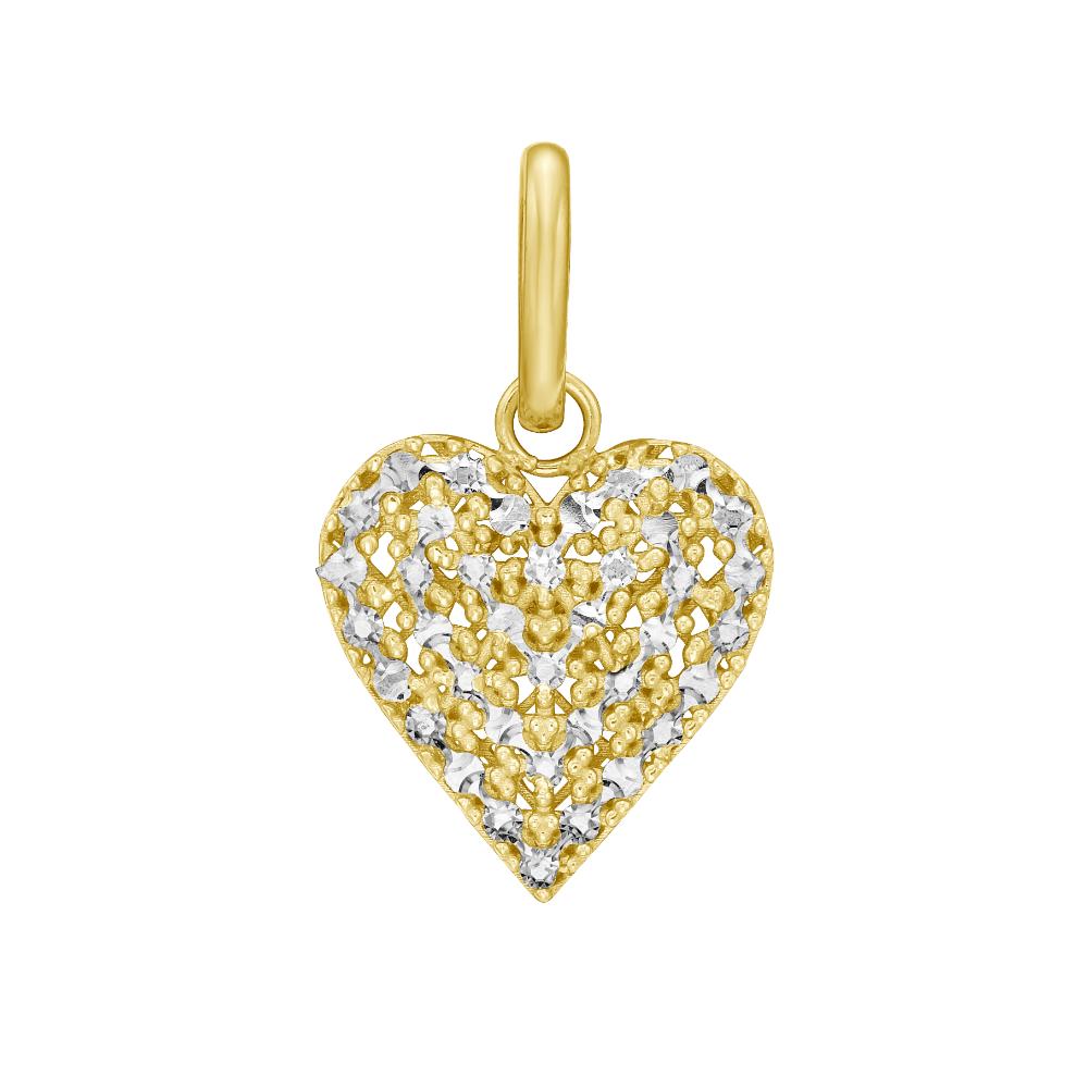 14K Gold Pave Heart Charm Pendant Necklace - Elegant Jewelry Gift for Women, Perfect for Valentine's Day, Anniversary & Romantic Occasions