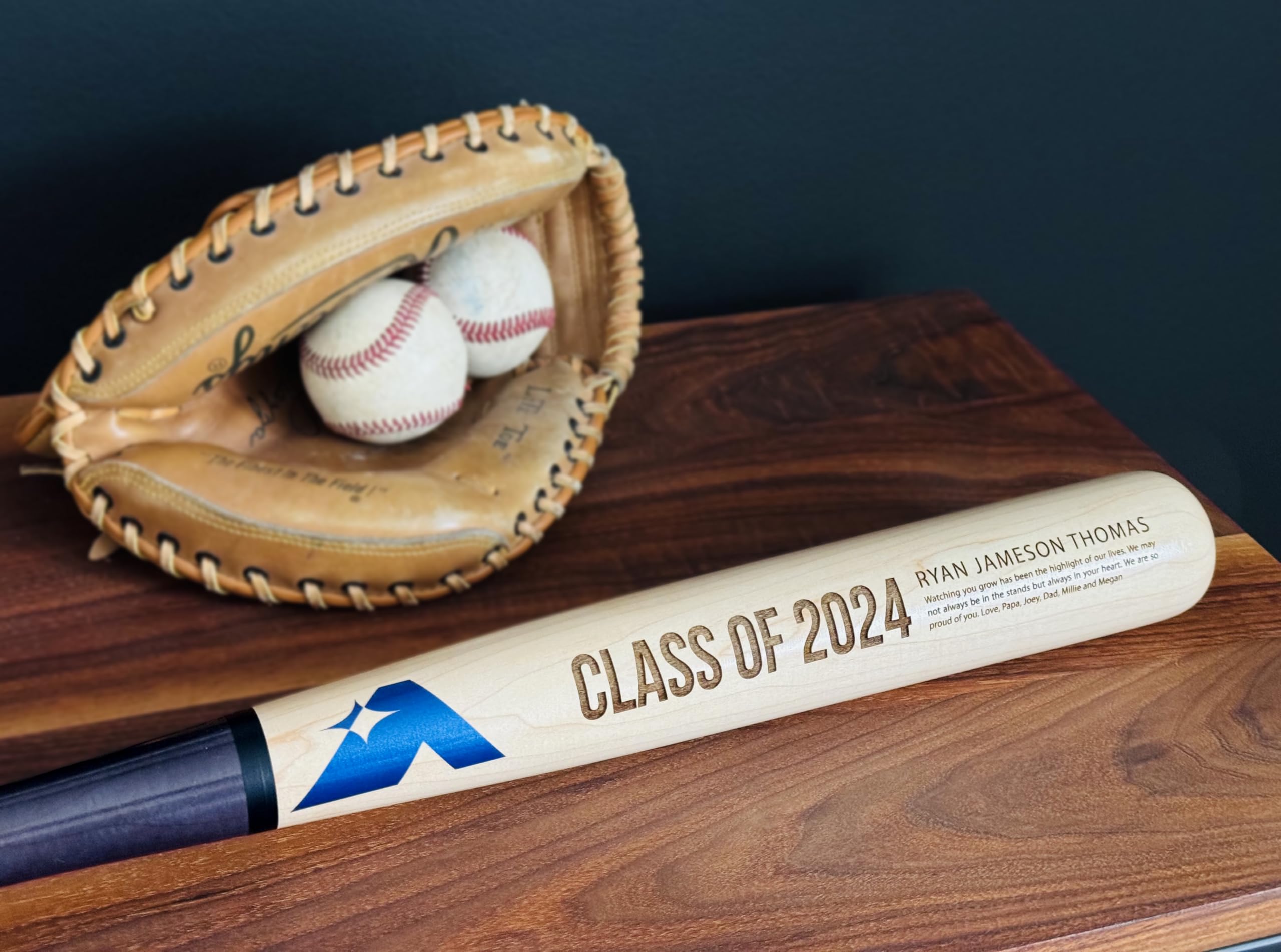 Personalized Engraved Baseball Bat - Unique Graduation Gift for Senior Grads & Commencement - Custom Wooden Baseball Bat with Name Engraving - Perfect for High School/College Graduation Ceremonies & Memory Keepsakes