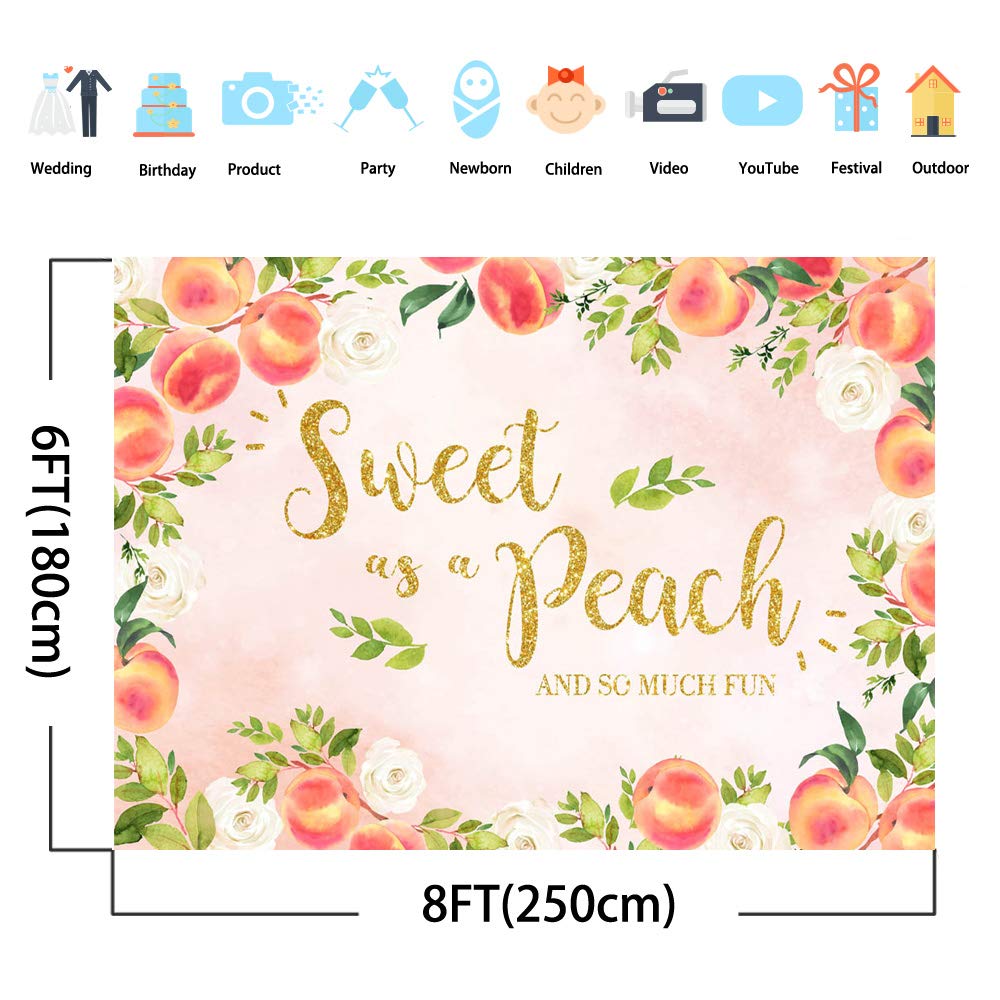 Sweet as a Peach Floral Backdrop - 8x6ft Vinyl Peach Blossom Baby Shower Background for Spring Birthday Parties, Cake Table Decor & Nursery Wall Decor | Perfect for Baby Showers, Bridal Showers & Spring Celebrations