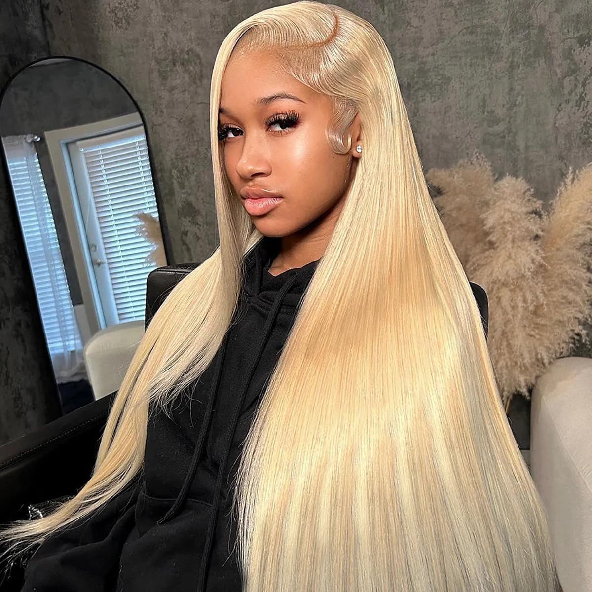 Besteffie 613 Blonde Lace Front Wigs Human Hair 32 Inch - 13x4 Straight Blonde Wigs with Pre Plucked Hairline & Glueless Design - 180% Density Brazilian Virgin Hair for Daily Wear, Cosplay, and Special Occasions