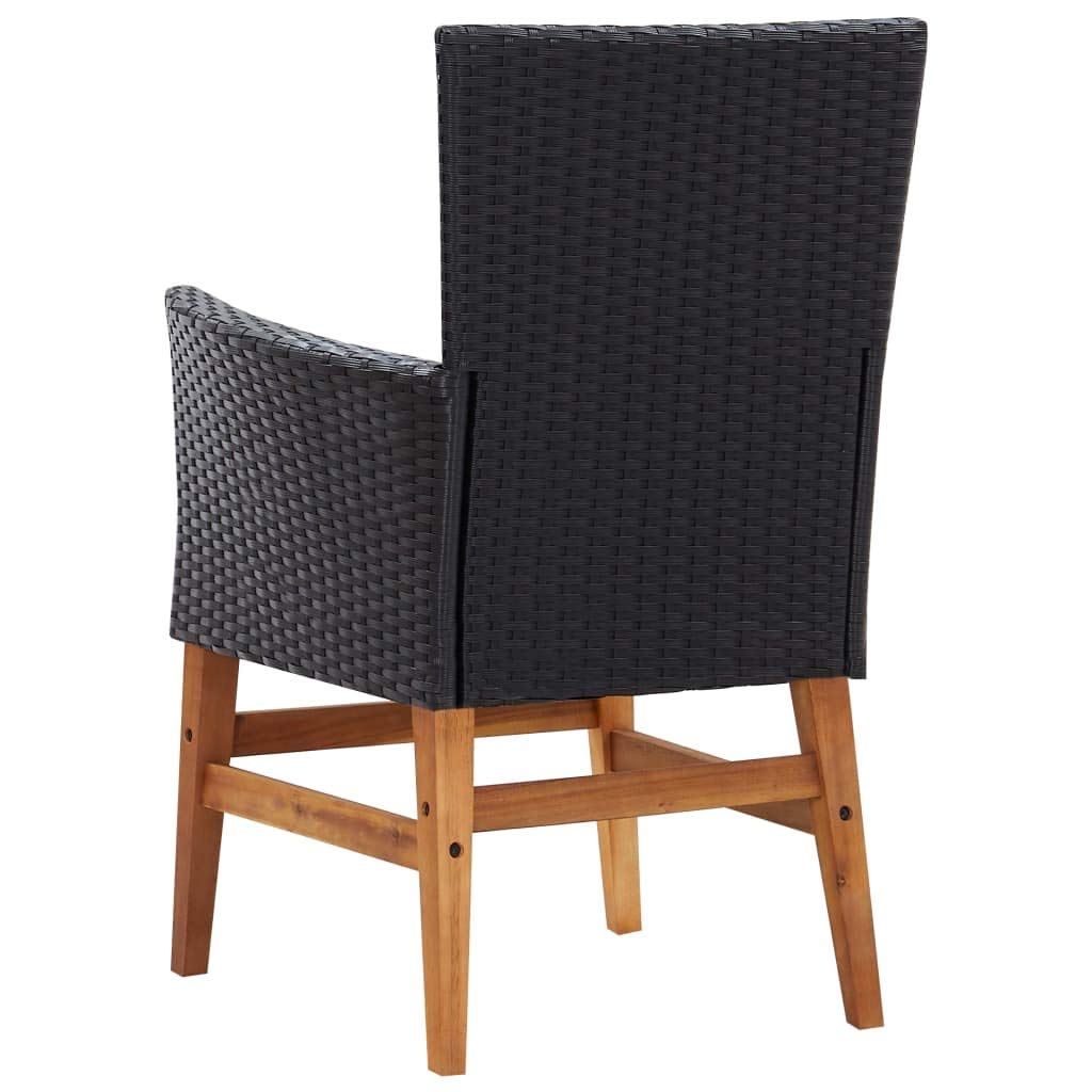 9-Piece Outdoor Patio Dining Set with Acacia Wood Table & Cushioned Chairs - Waterproof Poly Rattan Garden Furniture for Backyard, Poolside & Terrace Dining