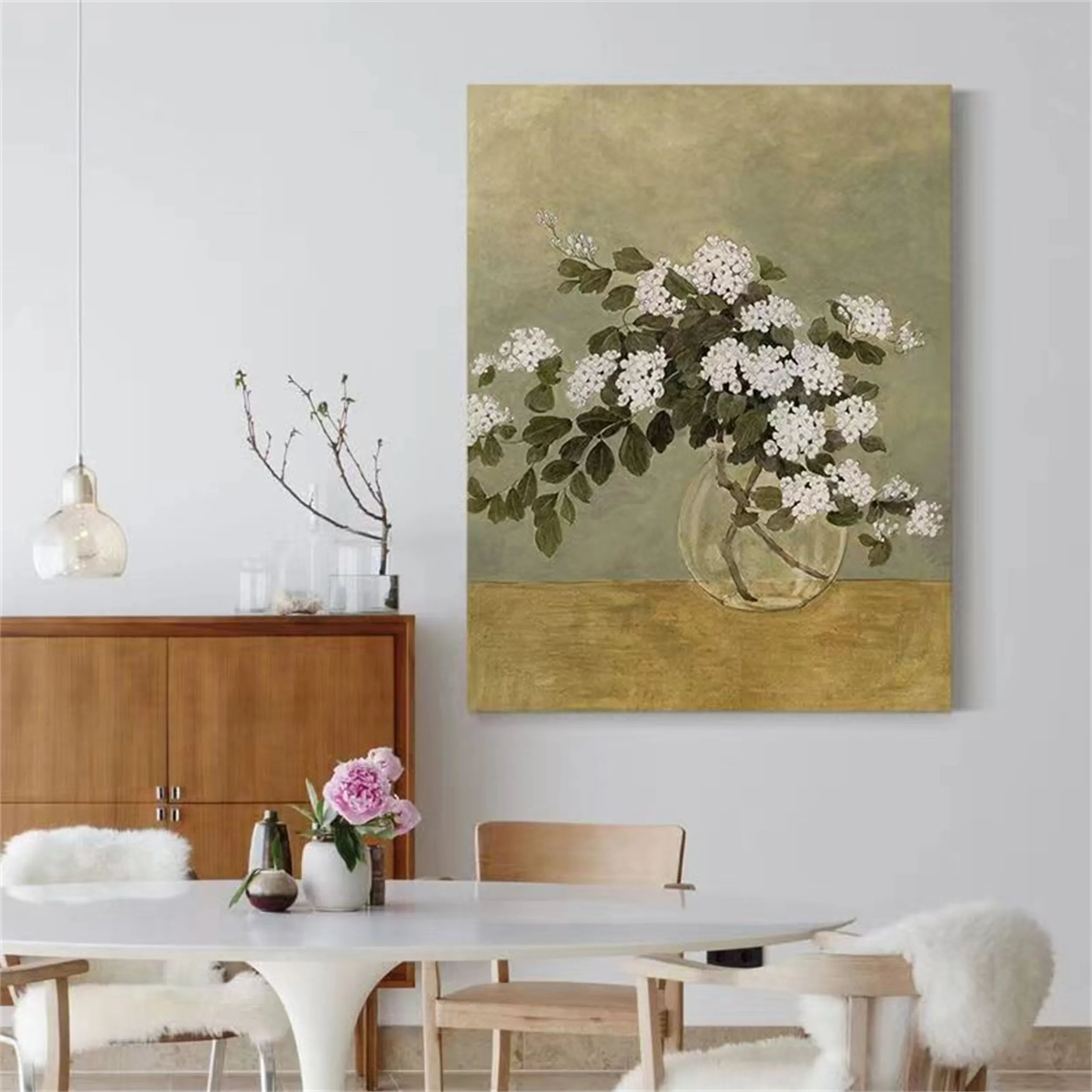 Beautiful Flower and Tree Painting #FT068 - Handmade Canvas Art for Home Decor, Living Room, Bedroom & Office Wall