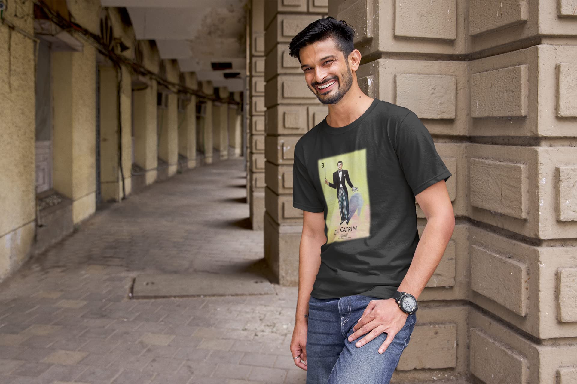 Pop Threads El Catrin Dandy Loteria Card Mexican Graphic T-Shirt for Men - Vintage Latino Cultural Shirt - Perfect for Cinco de Mayo, Hispanic Heritage Month & Casual Wear