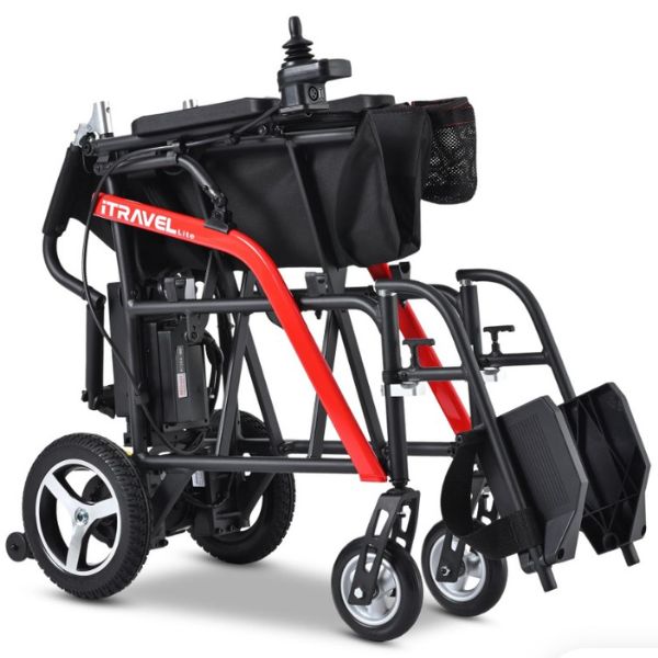 Metro Mobility iTravel Lite Folding Electric Wheelchair - Lightweight Portable Travel Wheelchair for Seniors & Adults - Perfect for Air Travel, Shopping & Outdoor Adventures
