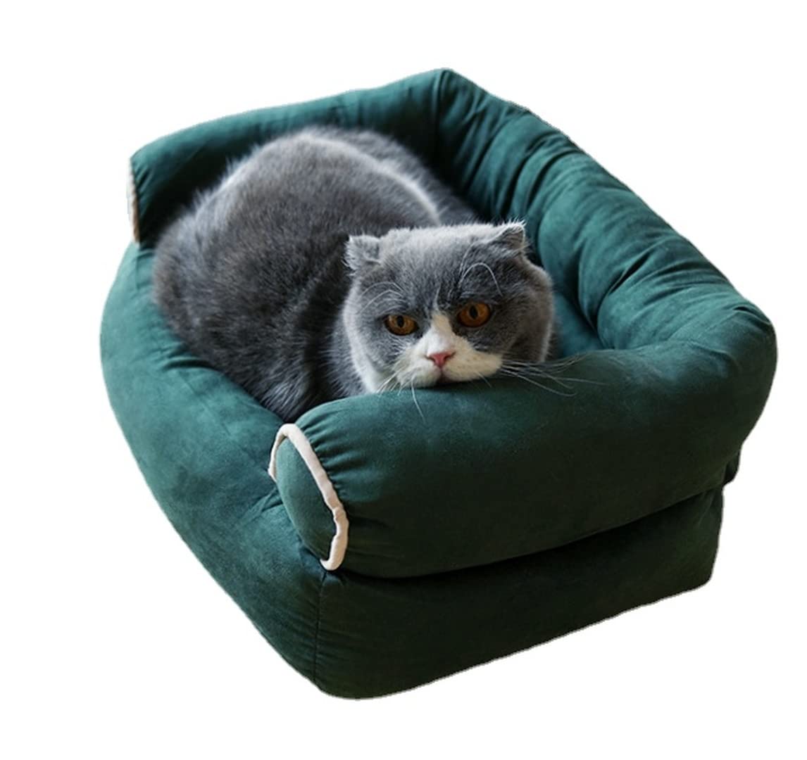 YITANA Vintage Pet Cat Sofa Bed - Soft Comfortable Suede Cat Cave for Indoor Cats & Small Dogs, Easy to Clean Fur - Perfect for Lounging, Napping & Cozy Pet Relaxation