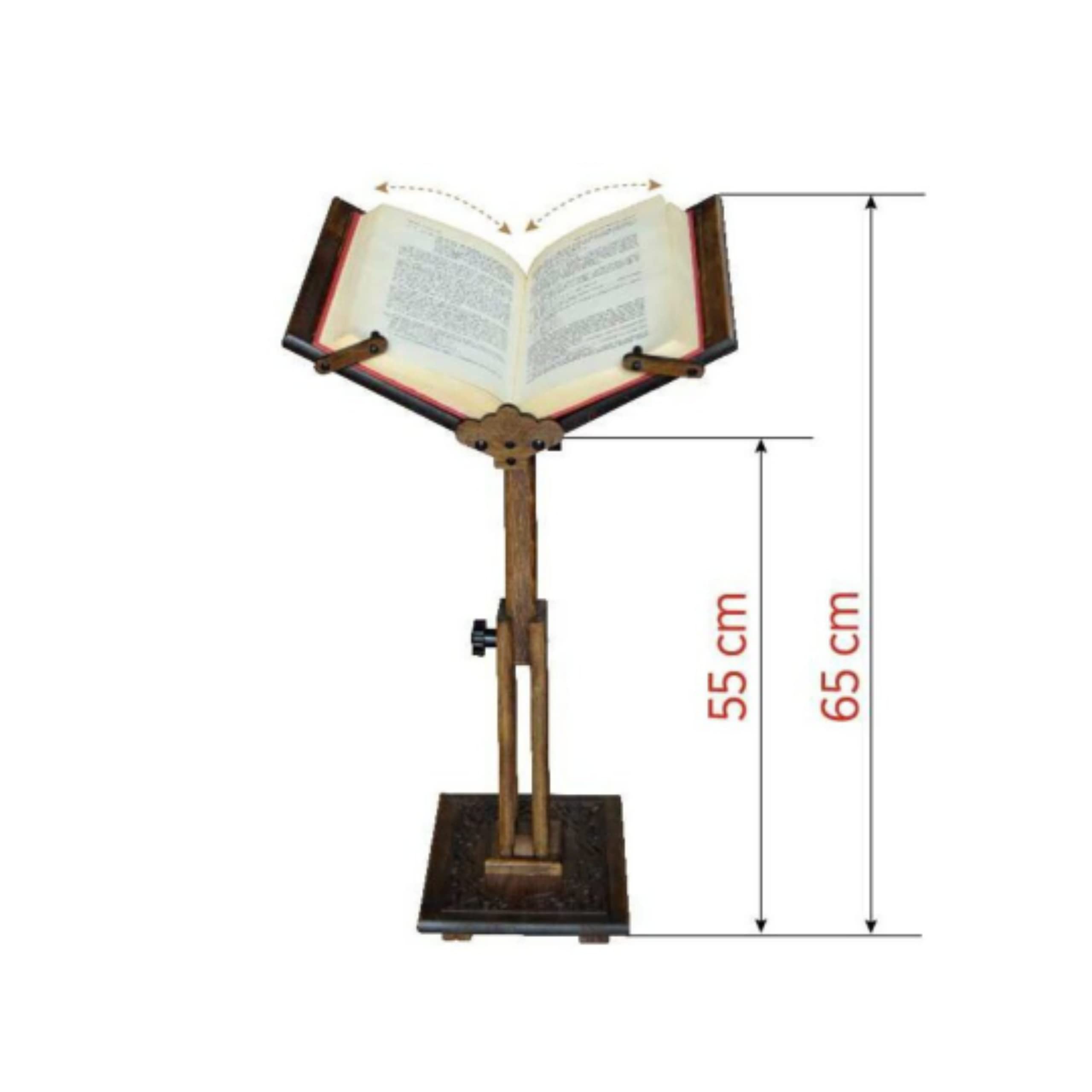 Adjustable Carved Wooden Book Stand Holder for Quran, Bible, Torah - Reading Desk Lectern for Dictionary, Cookbooks & Large Books - Perfect for Religious Study, Kitchen & Office Use