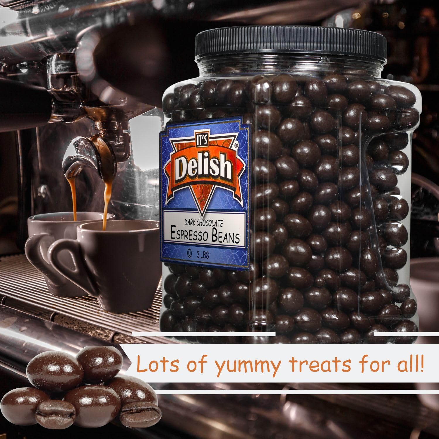 Dark Chocolate Espresso Beans 3lbs - Vegan Kosher Snack for Coffee Lovers