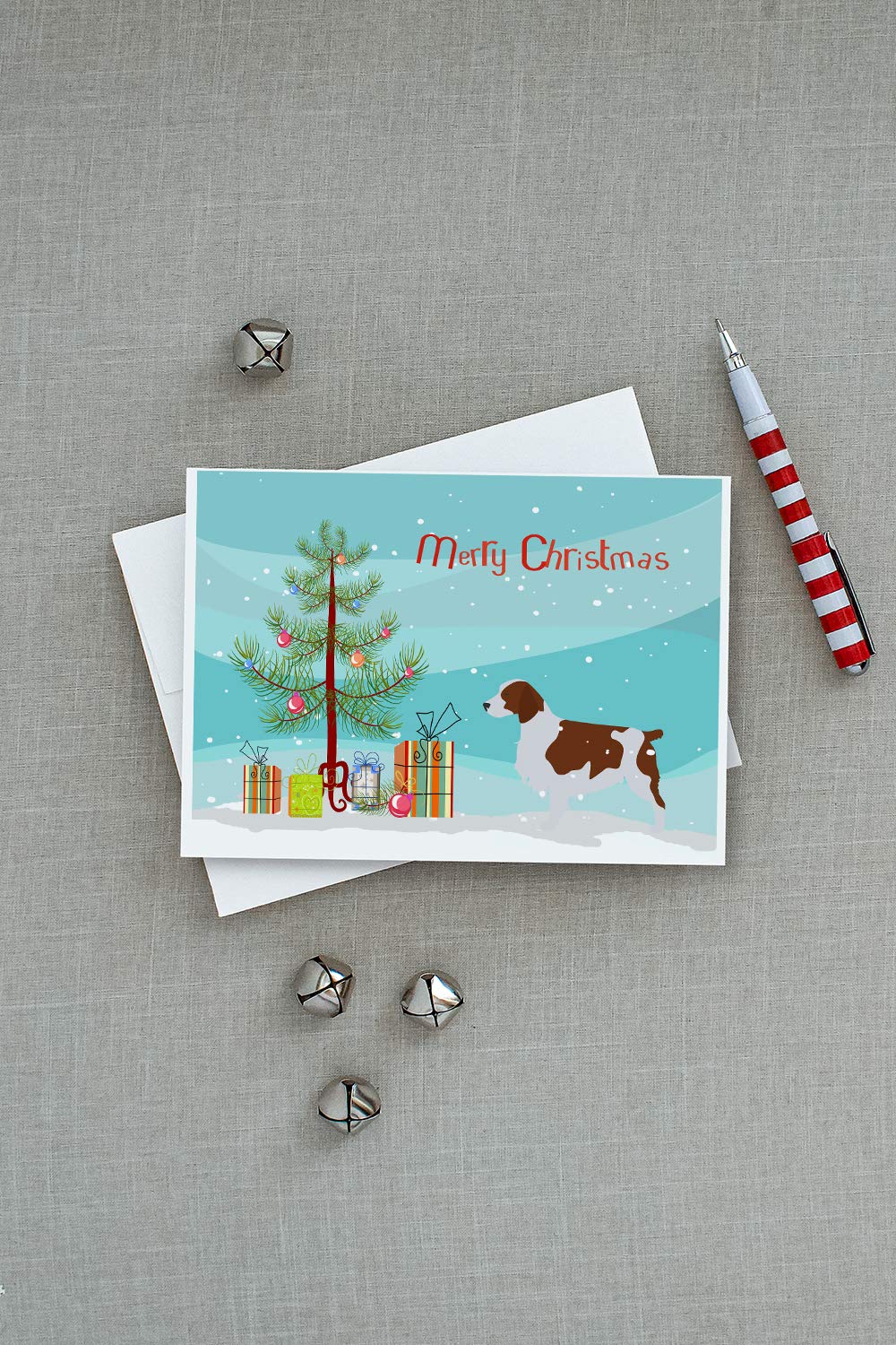 Welsh Springer Spaniel Christmas Greeting Cards - Pack of 8 Blank A7 (5x7) Note Cards with Envelopes | Holiday Dog Lover Stationery for Christmas Tree Decorations, Party Invitations & Festive Gift Giving