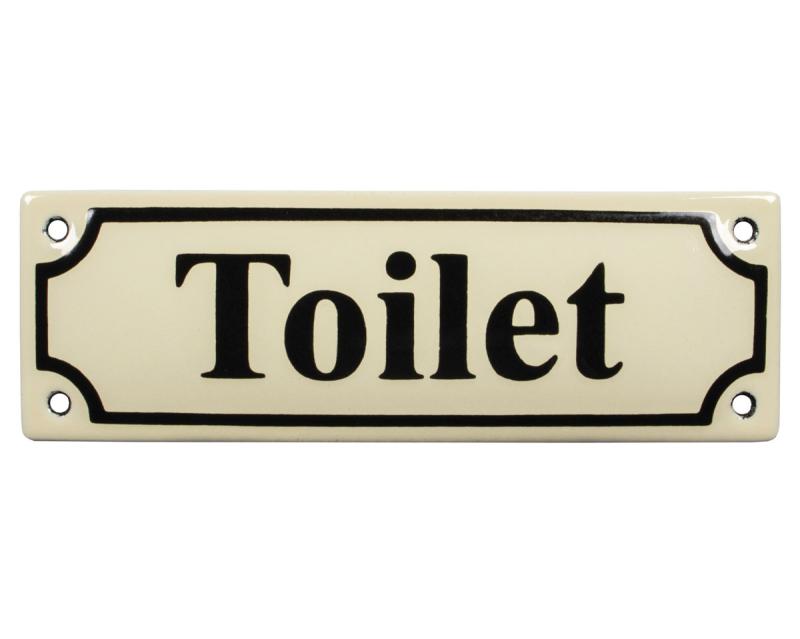 Enamel Sign Toilet White/Black - Vintage Bathroom Decor for Home, Cafe & Restroom