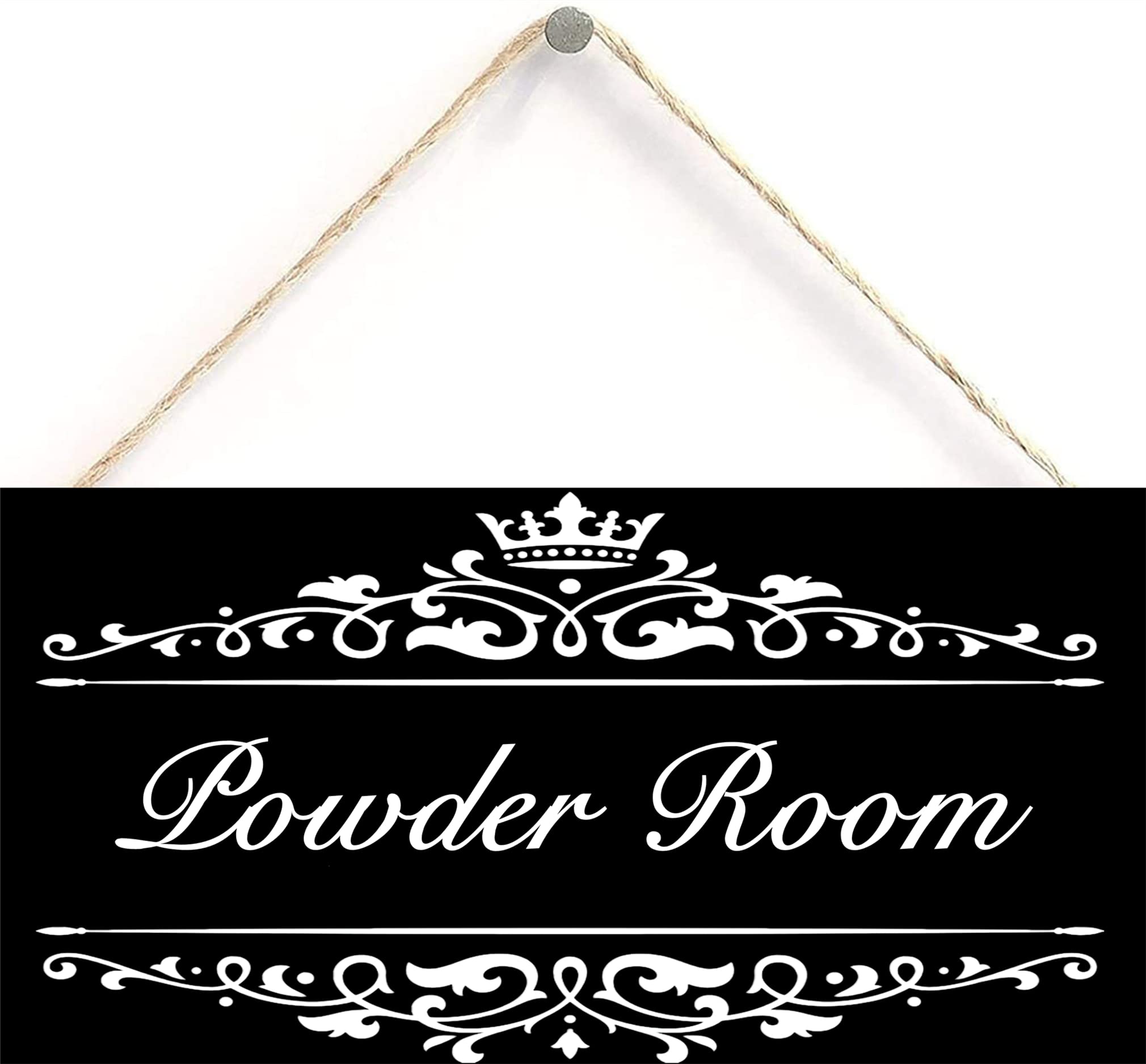 12x6 Inch Rustic Wooden Powder Room Sign - Handmade Hanging Bathroom Decor Plaque for Farmhouse, Cottage & Home Decor | Perfect for Guest Bathrooms, Entryways & Vintage Style Interiors