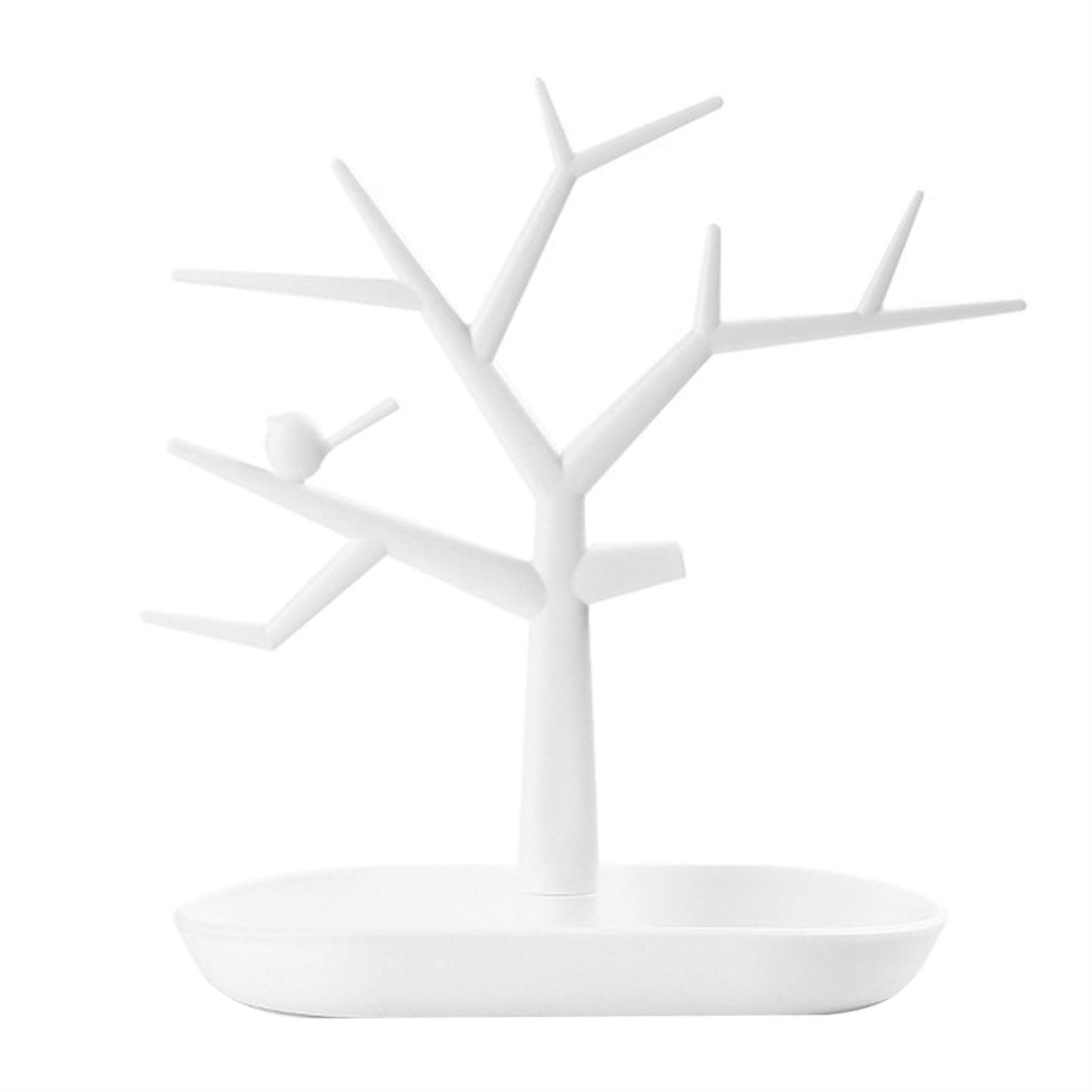 White Jewelry Stand Tree - Elegant Jewelry Display Tower for Necklaces, Earrings, Bracelets | Multi-Tier Key Holder & Organizer | Perfect for Bedroom, Bathroom, Dresser & Jewelry Store Decoration