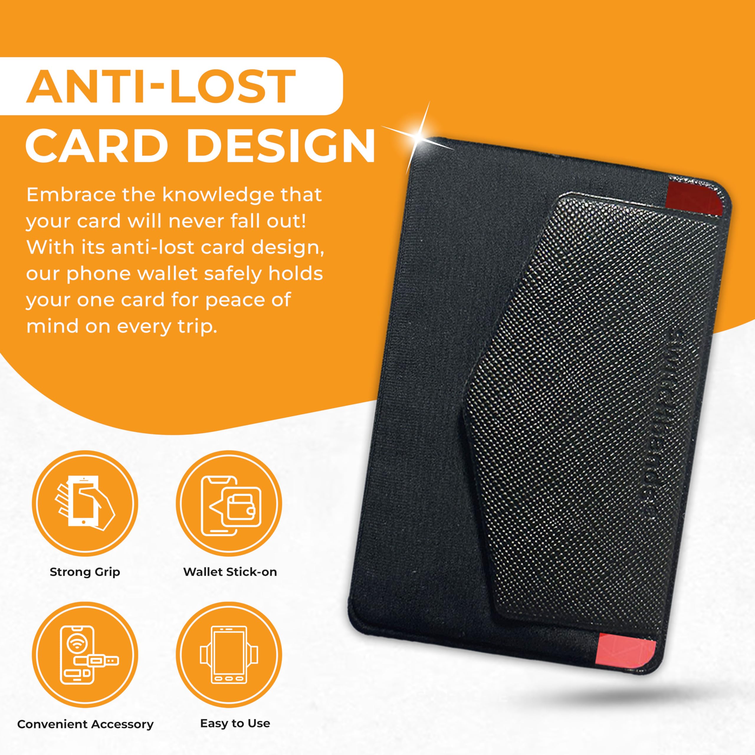 Phone Wallet Card Holder - Stick-on for iPhone & Smartphones, Secure Flap for Credit/ID Cards - Perfect for Travel & Daily Use