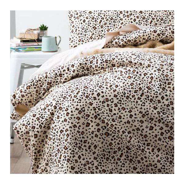 Premium 175 GSM Egyptian Cotton Flannelette Snow Leopard Print Quilt Cover Set - Ultra Soft & Breathable Bedding for Winter - Perfect for Cozy Nights in Master Bedroom, Guest Room & Dorm