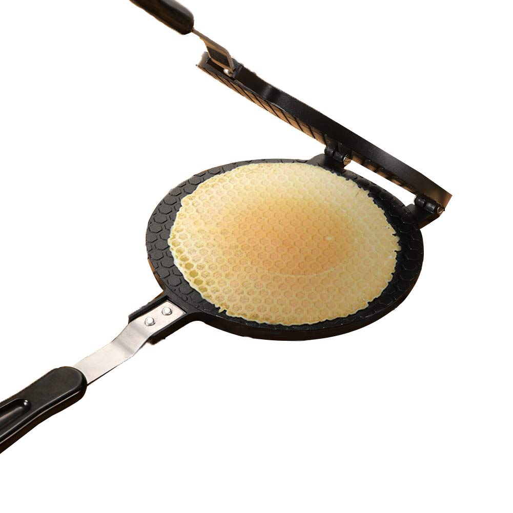 Non-Stick Deep Fill Waffle Maker with Teflon Coating - Easy Clean 7-Slice Round Baking Pan for Breakfast, Snacks & Desserts - Perfect for Home, Camping & Gas Stoves