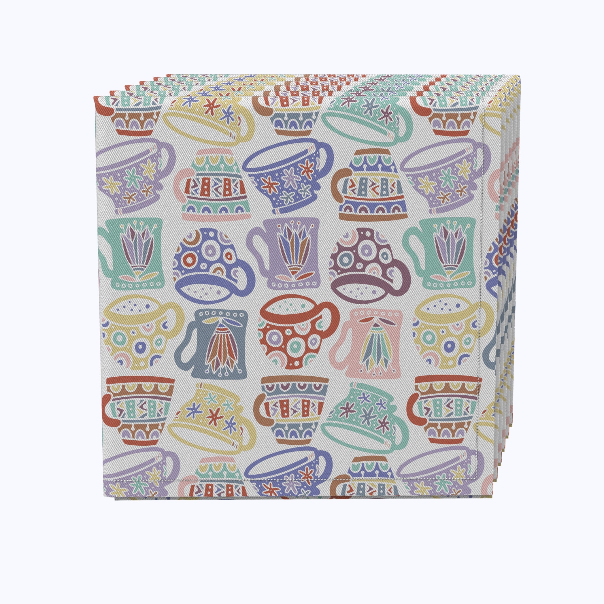 Abstract Printed Coffee Mugs and Napkins Set - Unique Modern Design for Home, Office, and Party Use