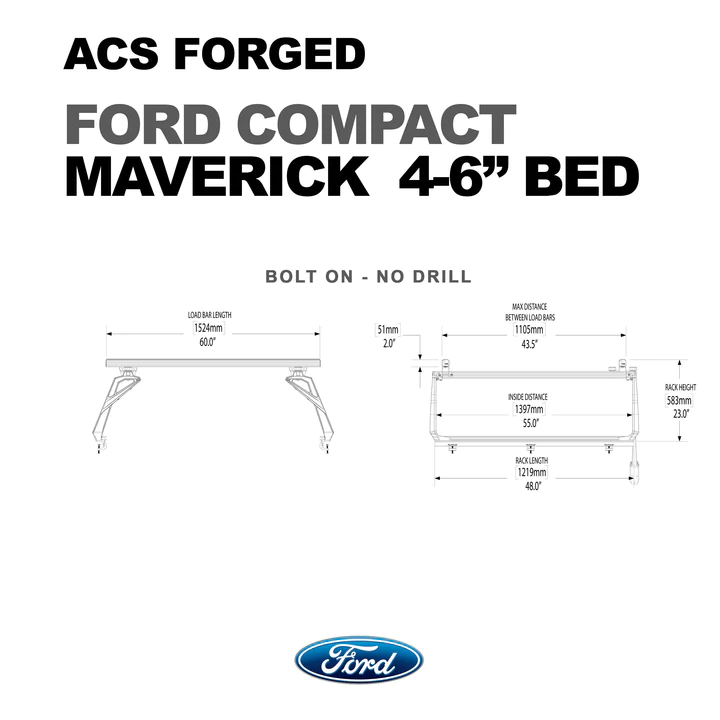 ACS Forged Truck Bed Cover | 2023 Ford Maverick 4.6' Bed | Durable Tonneau Cover for Pickup Trucks | Perfect for Camping, Hauling & Outdoor Adventures