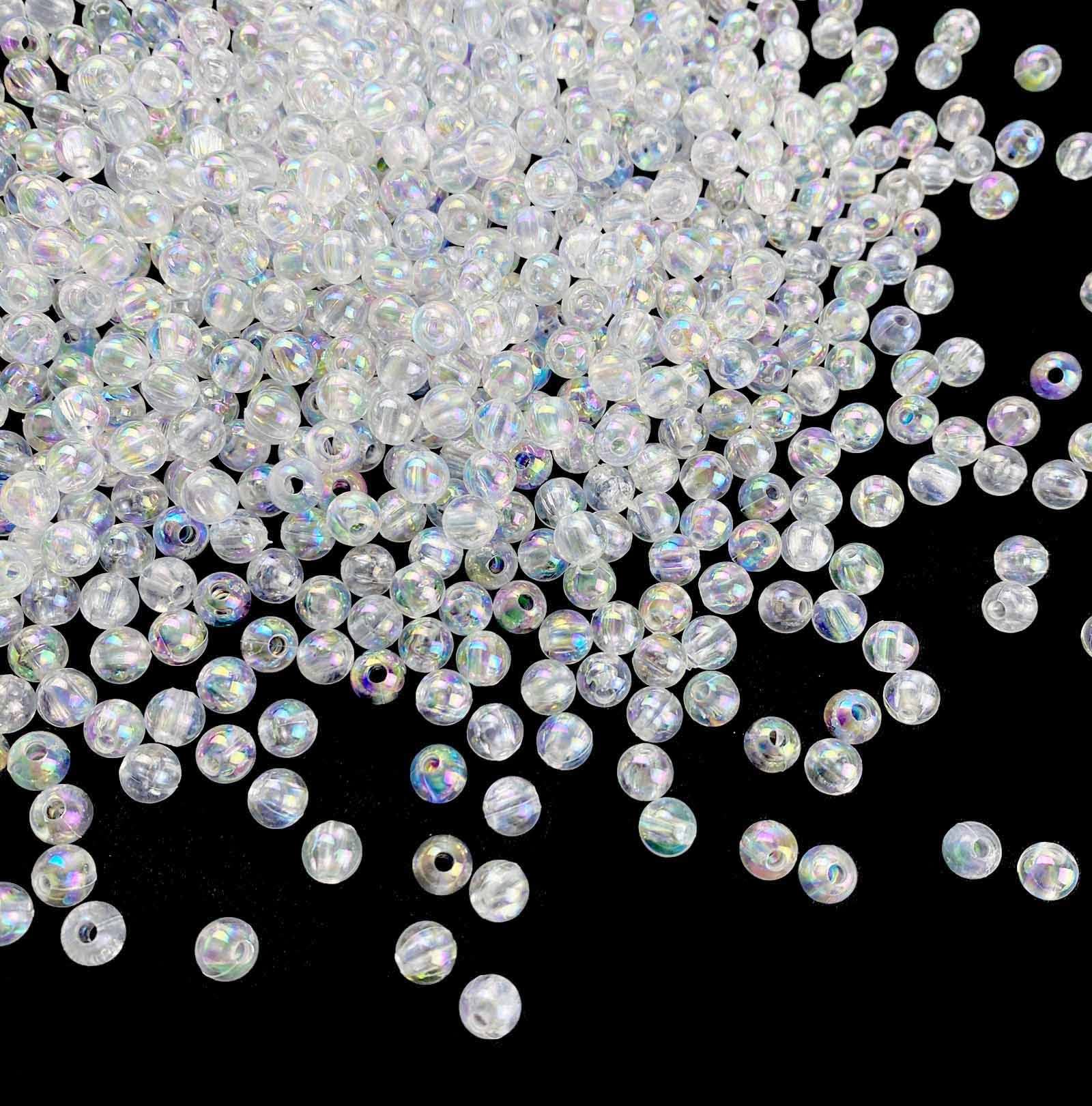 1000Pcs 6mm Acrylic Round Beads - Transparent AB Color Plastic Beads for DIY Jewelry Making, Necklace, Bracelet Craft Supplies | Perfect for Home Decor, Party Favors & Gift Packaging