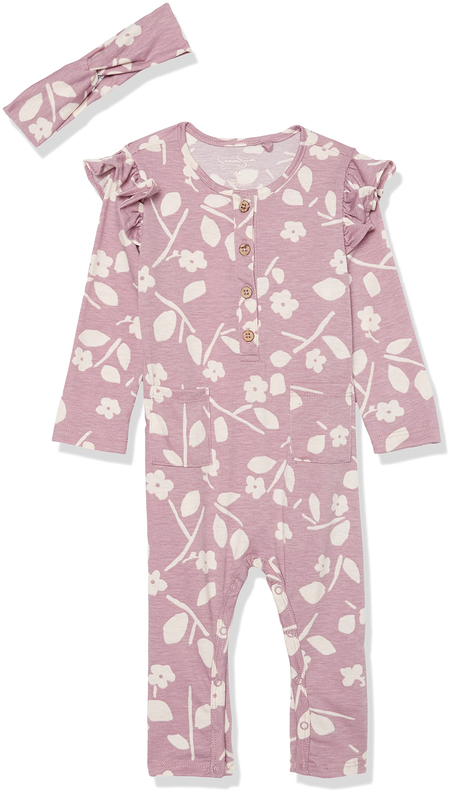Jessica Simpson Baby Girls' Short Sleeve Romper Jumpsuit - Soft Cotton One-Piece Outfit for Infants & Toddlers | Perfect for Playtime, Daycare & Summer Outings